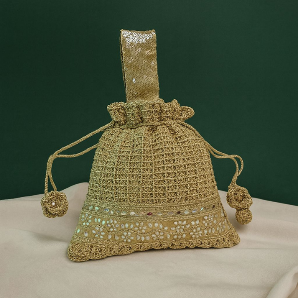 Elegant Net Crochet Batwa with Mirror Lace