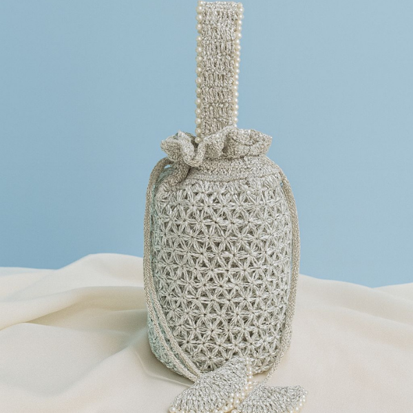 Silver Crochet Cylindrical Batwa