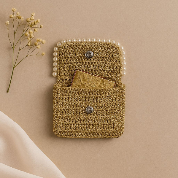 Pearl-Trim Crochet Coin Pouch