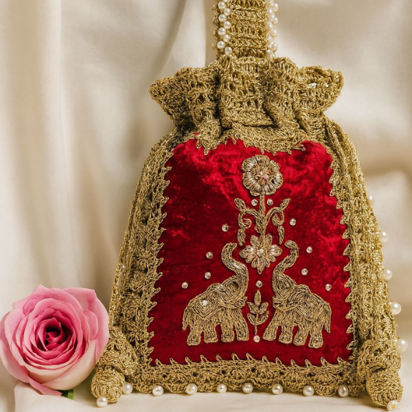 Royal Elephant Embroidered Velvet Batwa