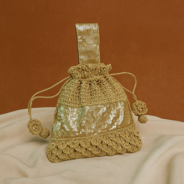 Golden Sequin Crochet Batwa