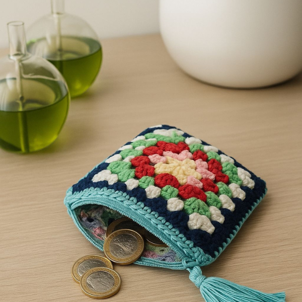 Vintage Mosaic Crochet Coin Pouch